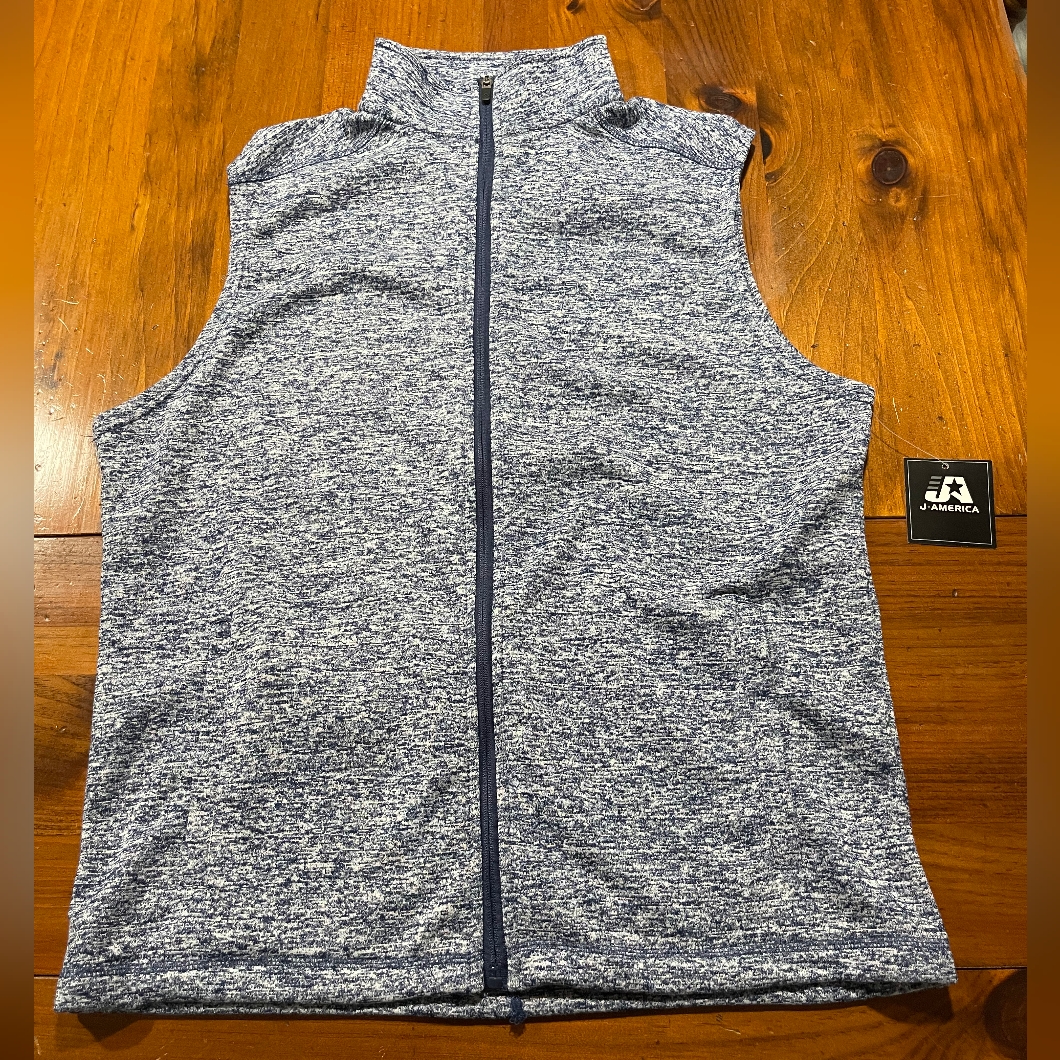 Nwt J America Unisex Heathered Blue Full Zip Vest Size Large